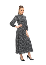 Floral Microprint Long Sleeve Midi Dress
