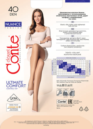 Tights Conte Nuance 40 Den - Reinforced Shorts - By Baano