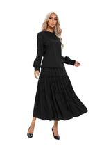Black Tiered Midi Dress Outfit Set