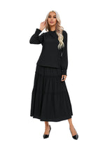 Black Tiered Midi Dress Outfit Set