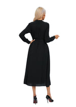 Mock Button Self Tie Midi Dress