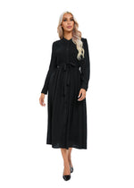 Mock Button Self Tie Midi Dress