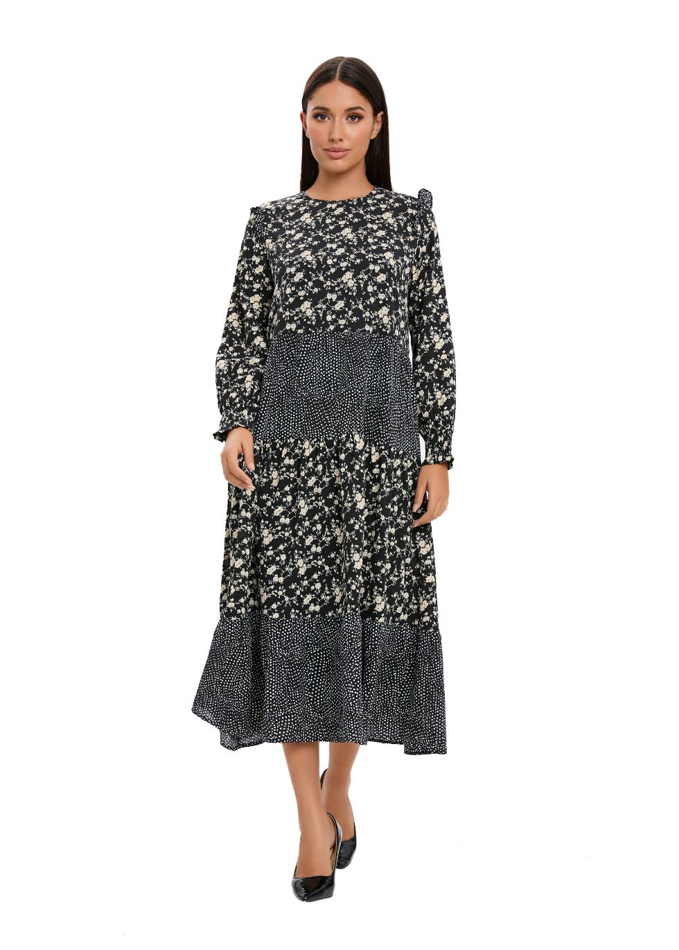 Detailed Ruffle Loose Fit Spring Dress