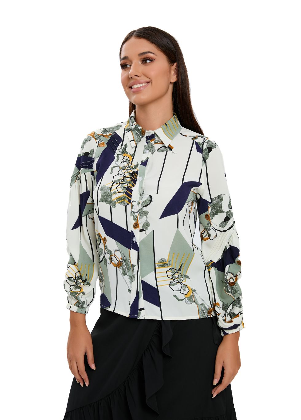 Button Down Collared Print Shirt