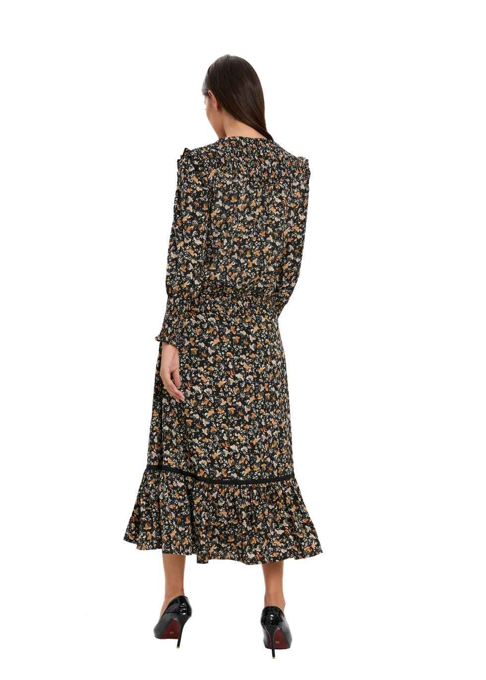 Floral Print Two Piece Midi Dress Set