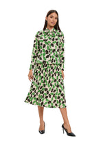 Long Sleeve Spring Print Two Piece Midi Dress Set