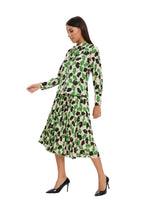 Long Sleeve Spring Print Two Piece Midi Dress Set