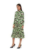 Long Sleeve Spring Print Two Piece Midi Dress Set