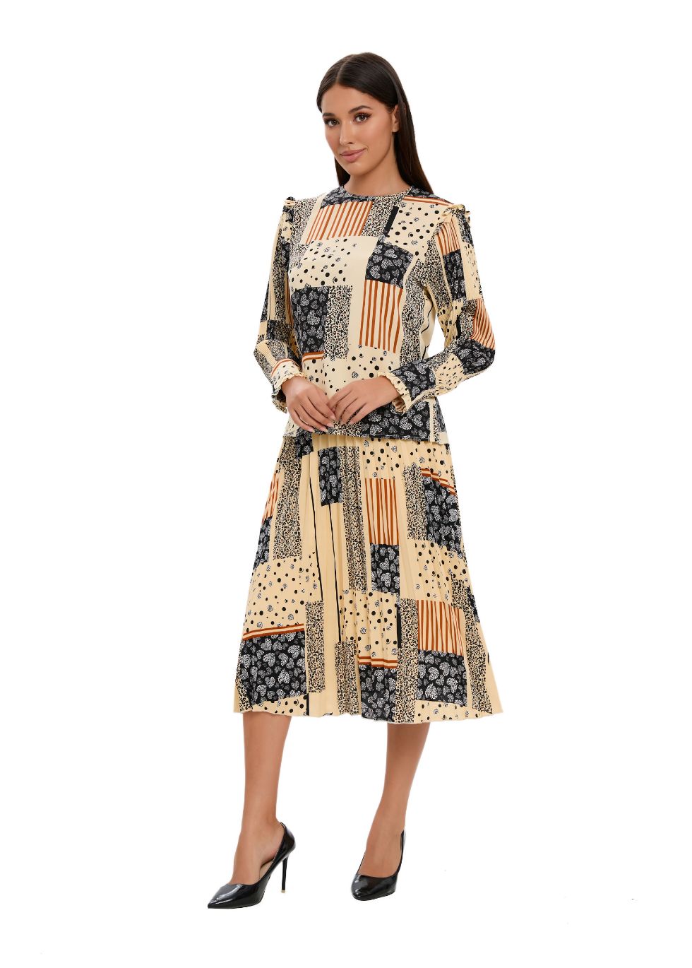 Abstract Print Two Piece Midi Dress Set MissFinchNYC