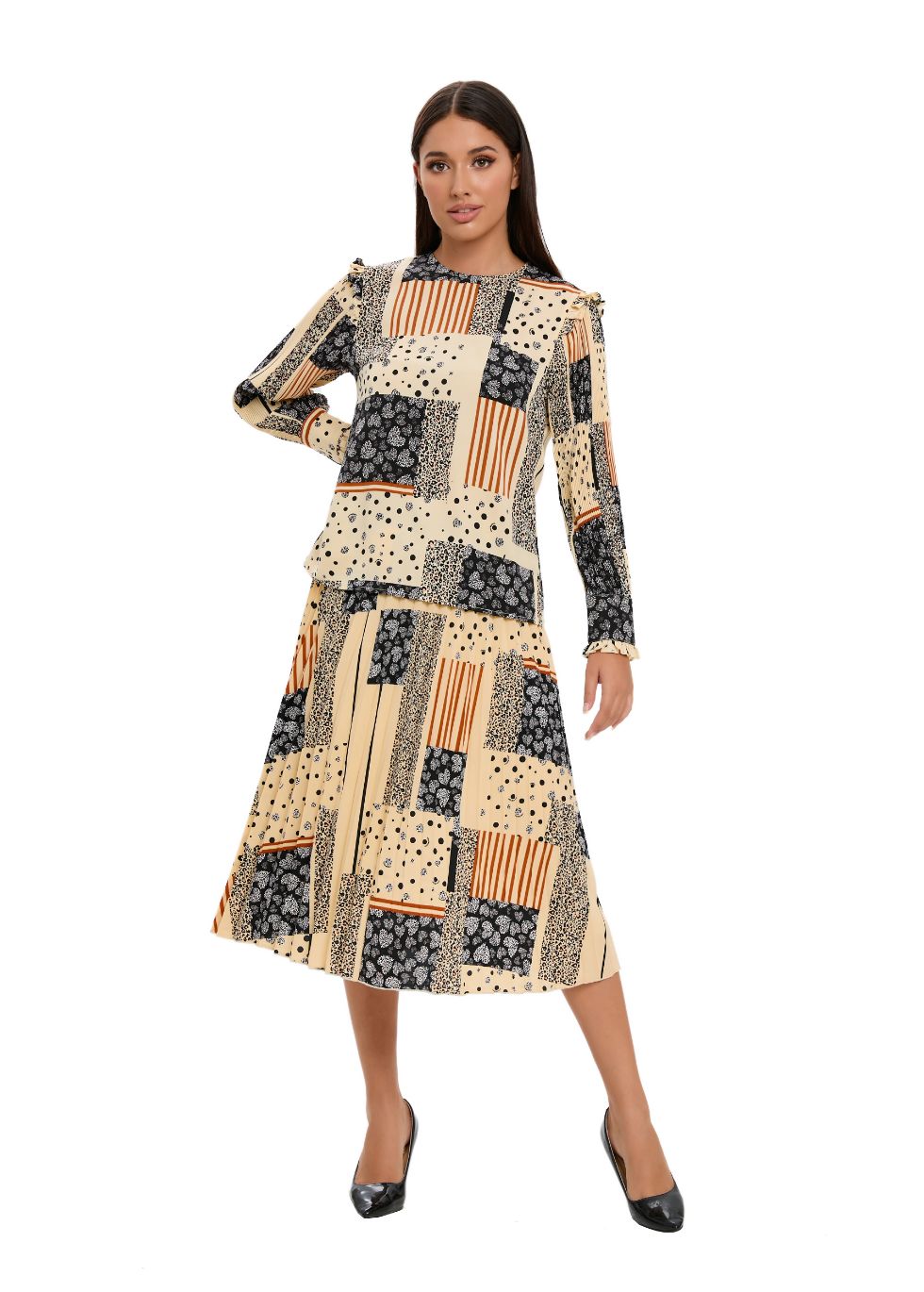 Abstract Print Two Piece Midi Dress Set MissFinchNYC