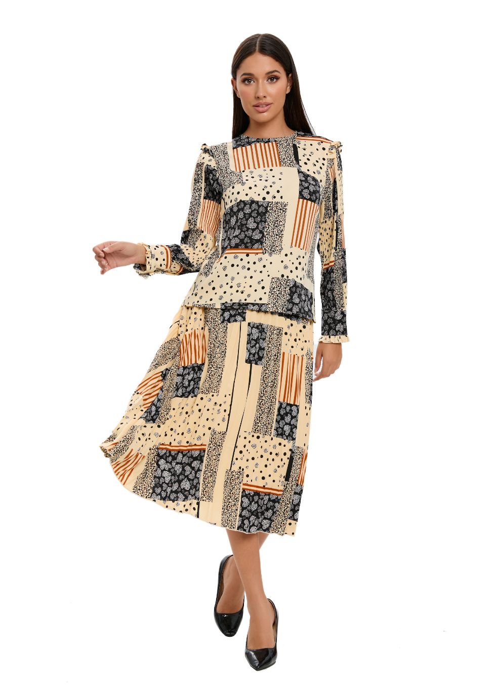 Abstract Print Two Piece Midi Dress Set MissFinchNYC