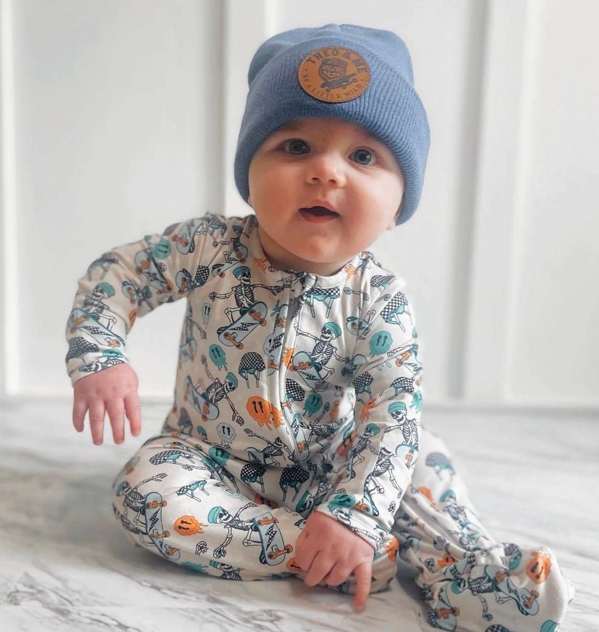 Boys Soft Sleepers Skelly Skateboard - By Baano