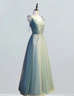 Mint Green Beaded V-Neck Tulle Prom Dress | Girls' Formal Evening Gown