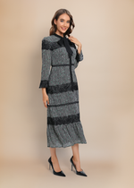 Classic Tweed Shift Dress with Bow Collar Detail - By Baano