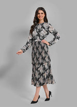 Monochrome Meadow Ruffle Dress