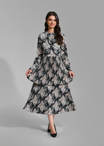 Monochrome Meadow Ruffle Dress