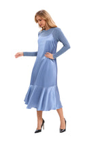 Satin Blue Midi Slip Dress with Top