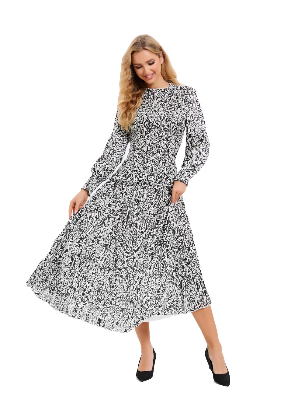 Paisley Monochrome Midi Two Piece Set - By Baano