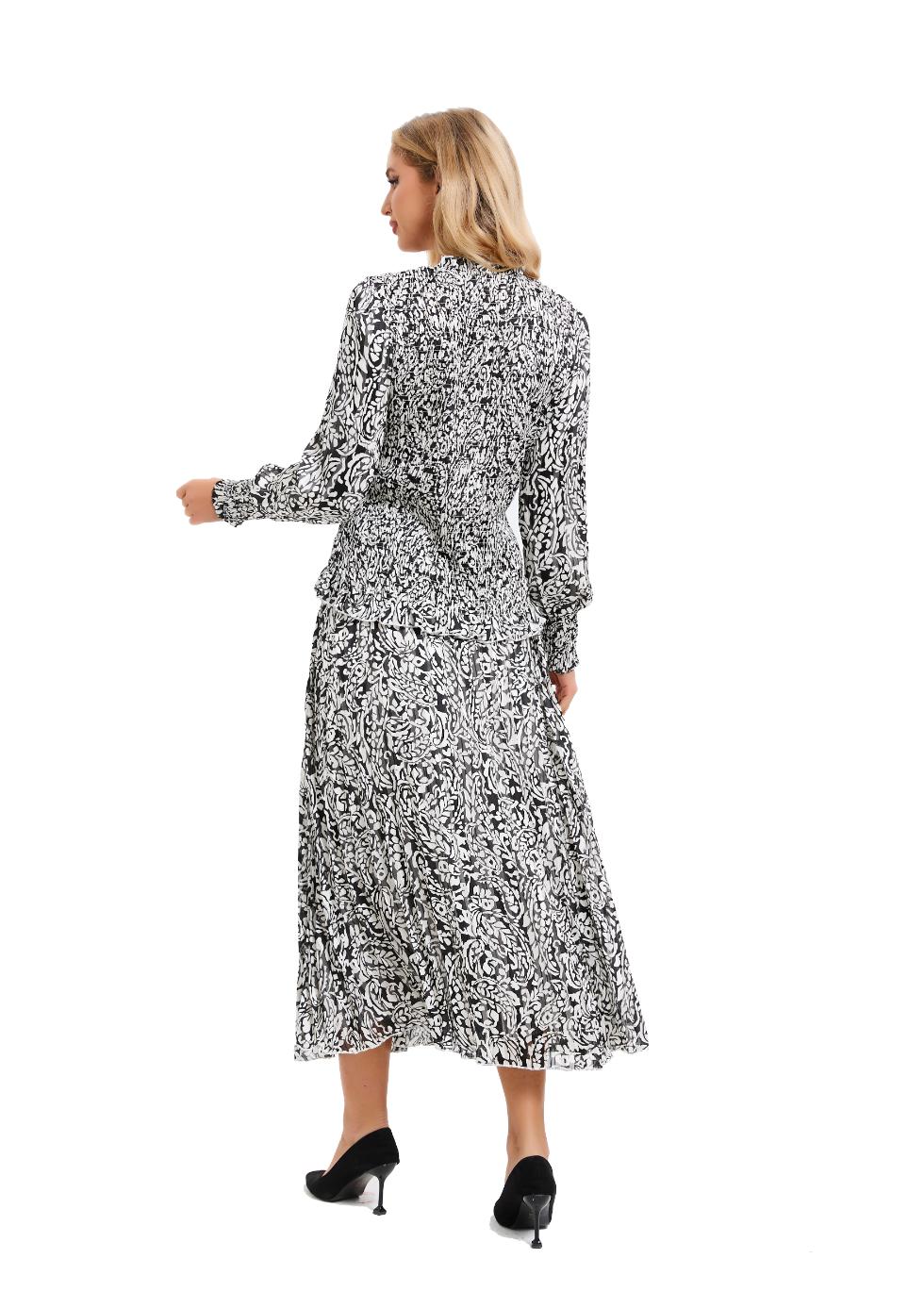 Paisley Monochrome Midi Two Piece Set - By Baano