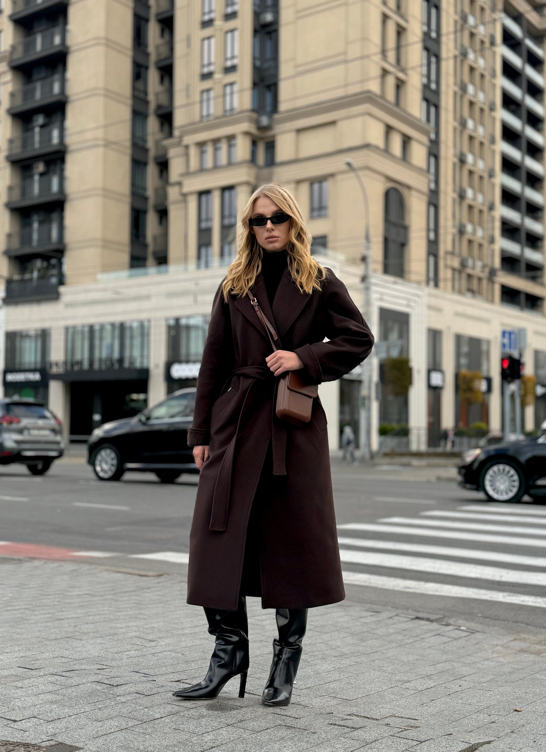 Emily Classic Wool Blend Overcoat in Rich Chocolate
