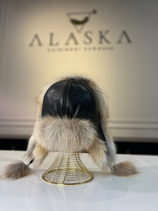Genuine Silver Fox Fur Genuine Leather Hat