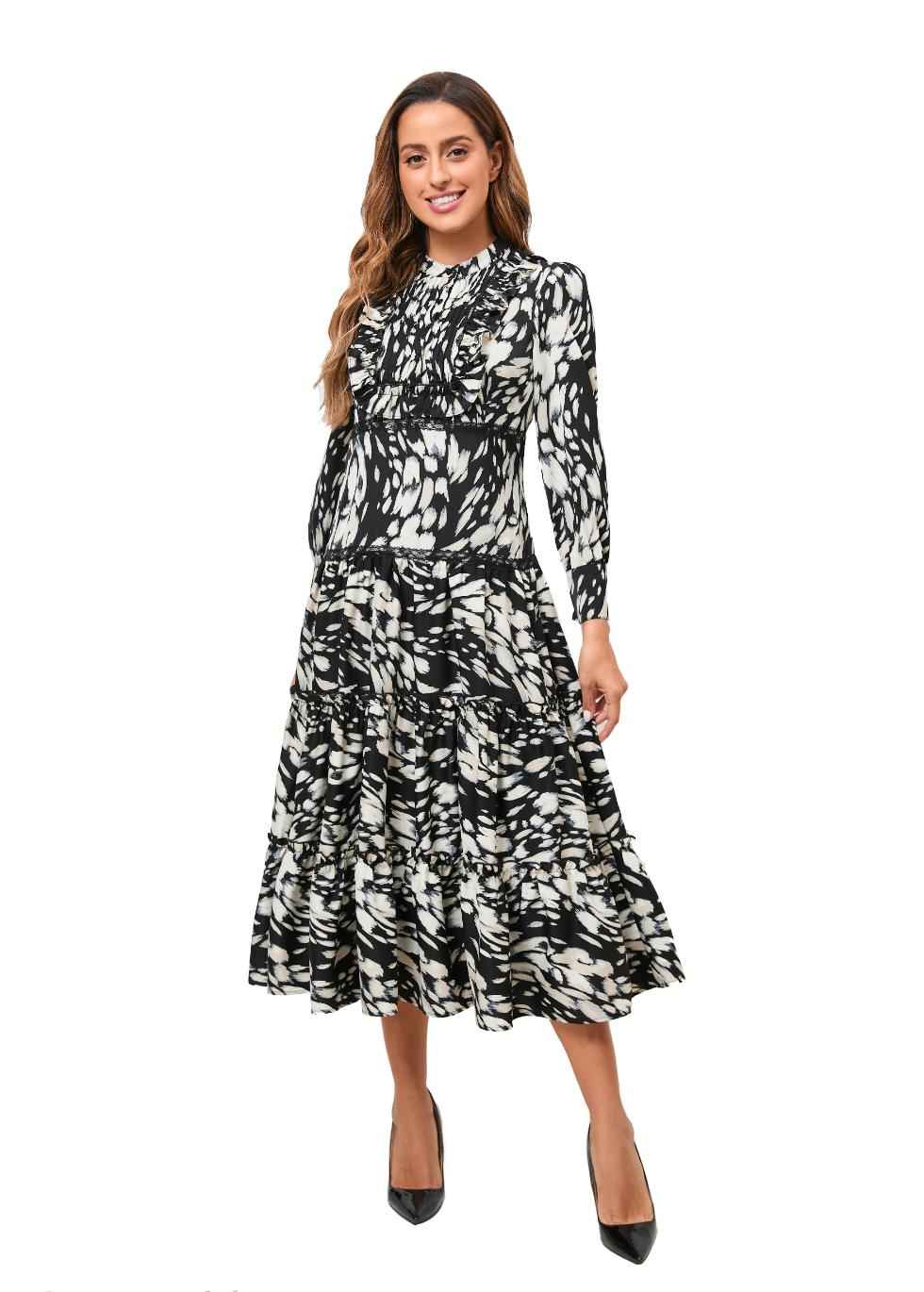 Black Orchid Tiered Skirt Midi Dress