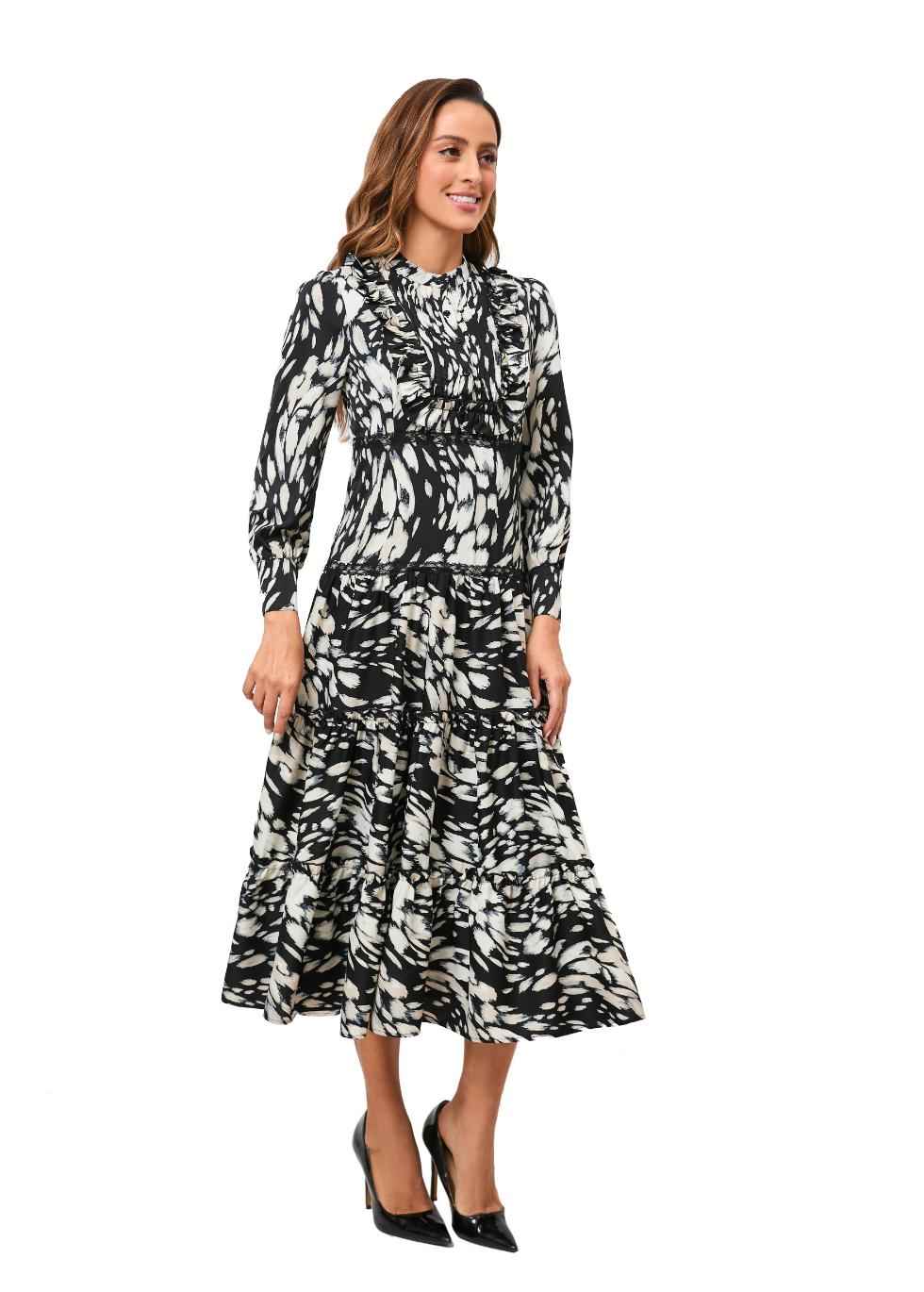 Black Orchid Tiered Skirt Midi Dress
