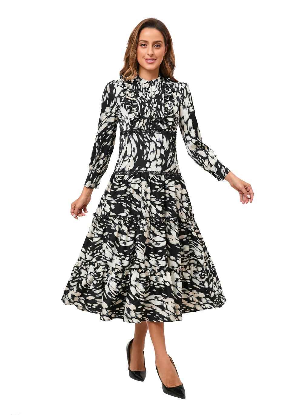 Black Orchid Tiered Skirt Midi Dress