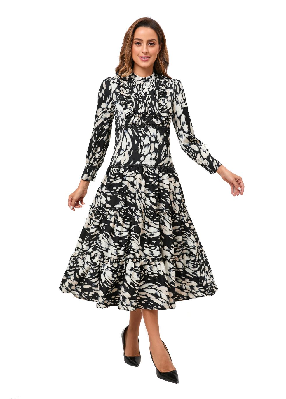 Black Orchid Tiered Skirt Midi Dress