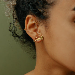 Dainty Script Name Earrings