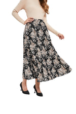 Beige Blossom A-Line Skirt - By Baano