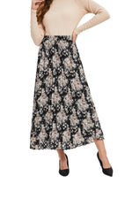 Beige Blossom A-Line Skirt - By Baano