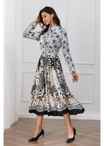 Monochrome Melody Midi Dress