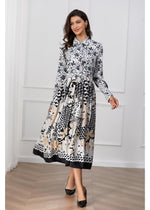 Monochrome Melody Midi Dress