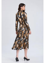 Golden Grid Midi Dress