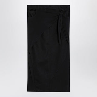 Black Midi Skirt With Draping - By Baano