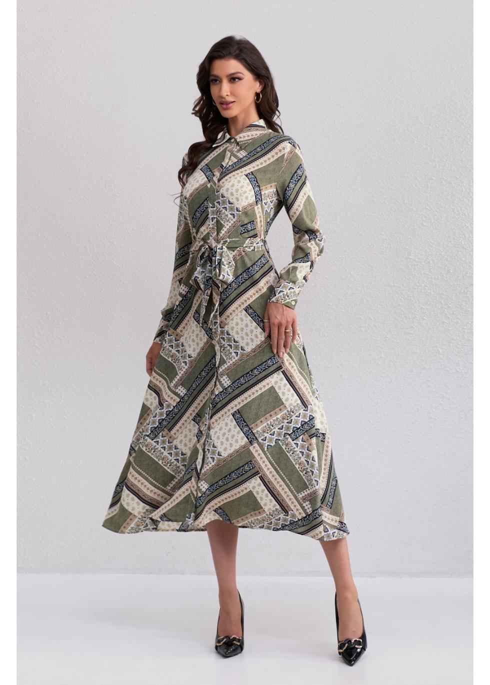 Autumn Mosaic Midi Dress