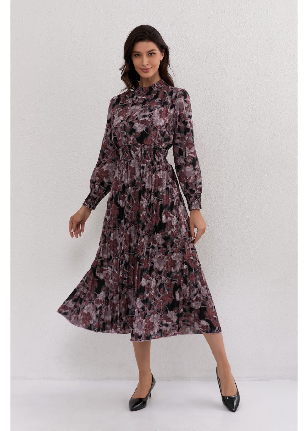 Mauve Floral Midi Dress - By Baano