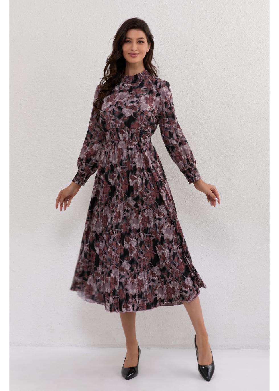 Mauve Floral Midi Dress - By Baano