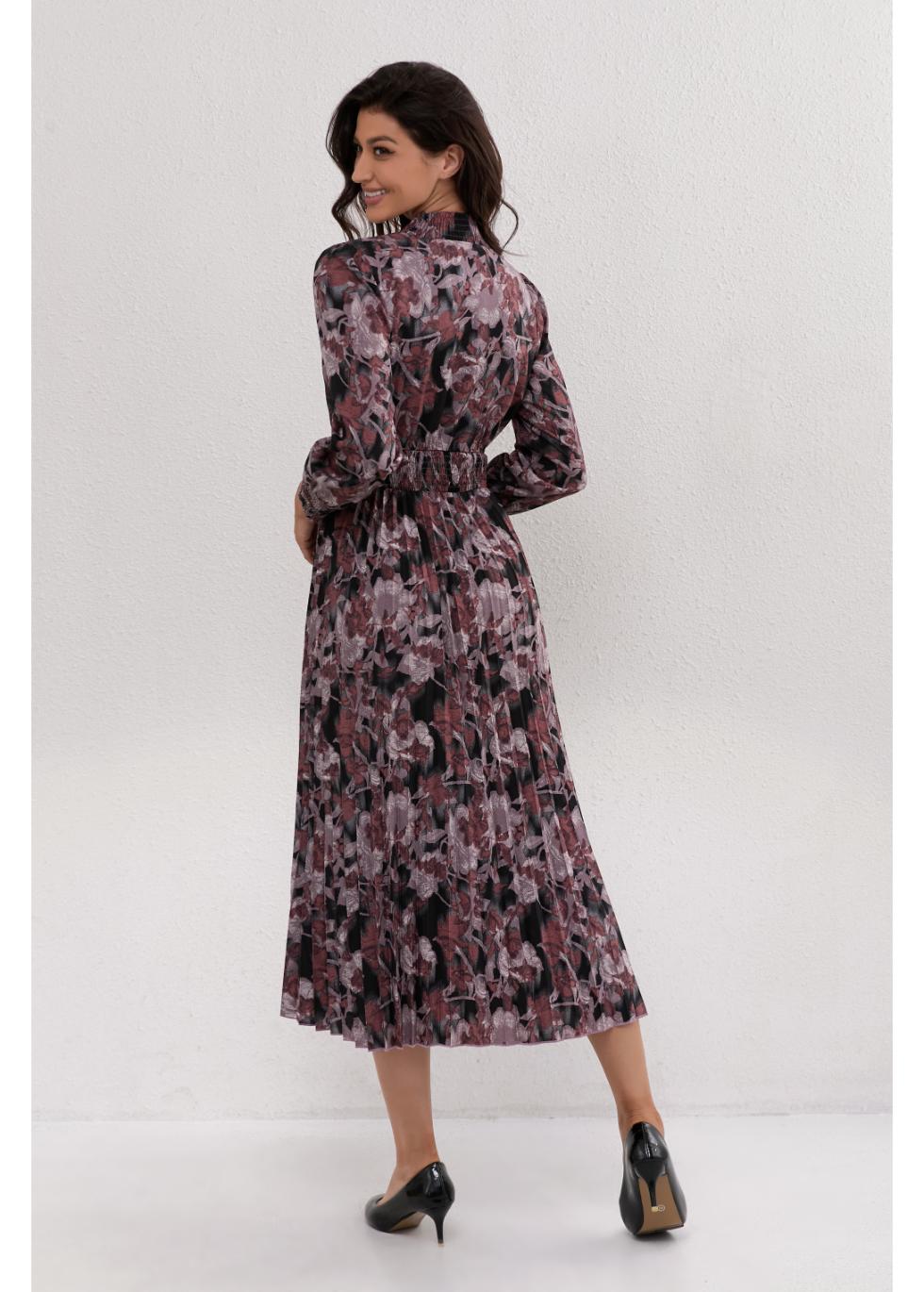 Mauve Floral Midi Dress - By Baano