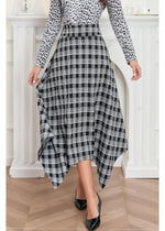 Plaid Charm Asymmetrical Skirt