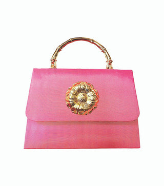 Pink Faille Lulu with Gold Handle Handbag - Gold Charms