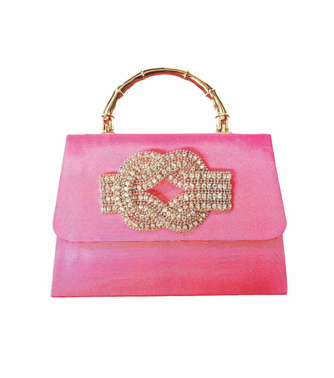 Pink Faille Lulu with Gold Handle Handbag - Gold Charms