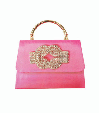 Pink Faille Lulu with Gold Handle Handbag - Gold Charms