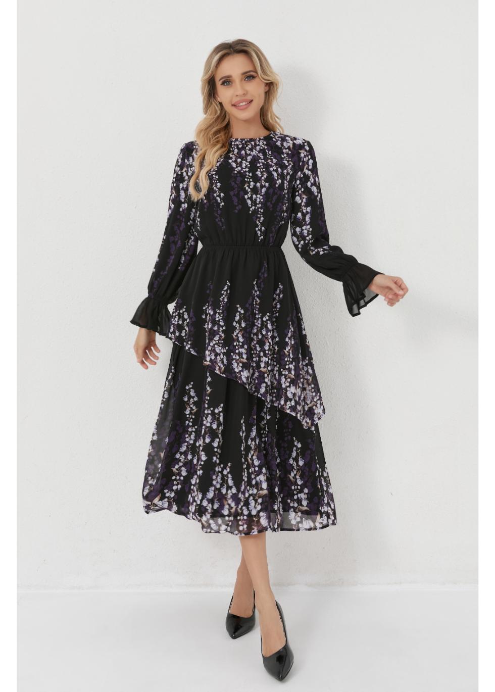 Lilac Bloom Midi Dress