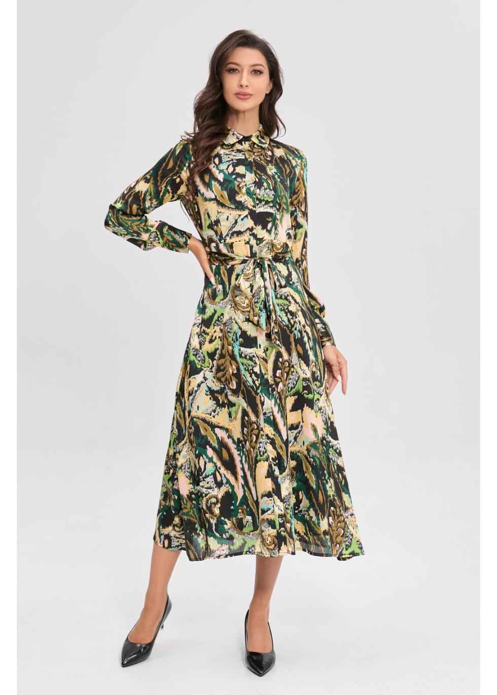Palm Elegance Midi Dress