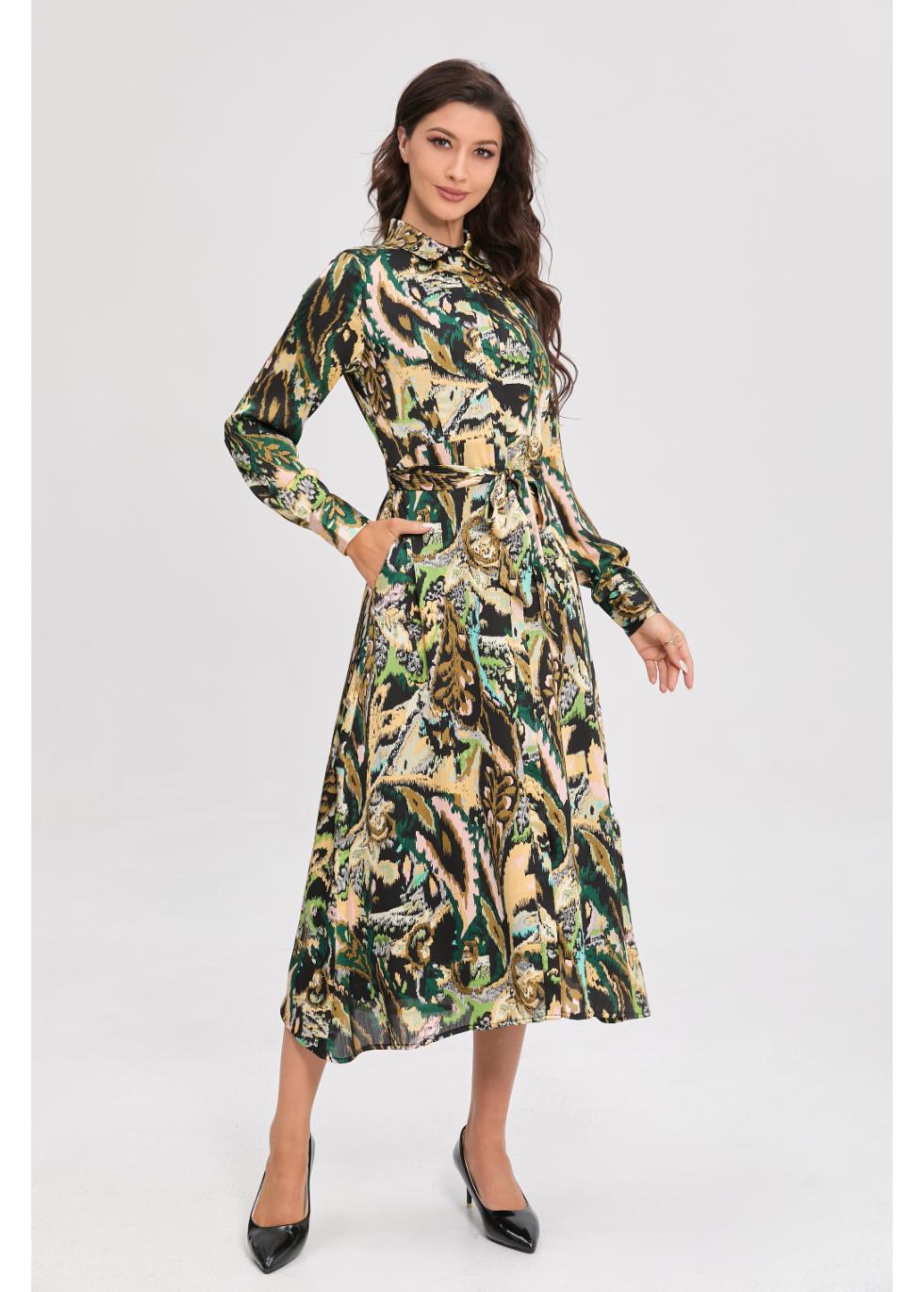 Emerald Mirage Midi Dress