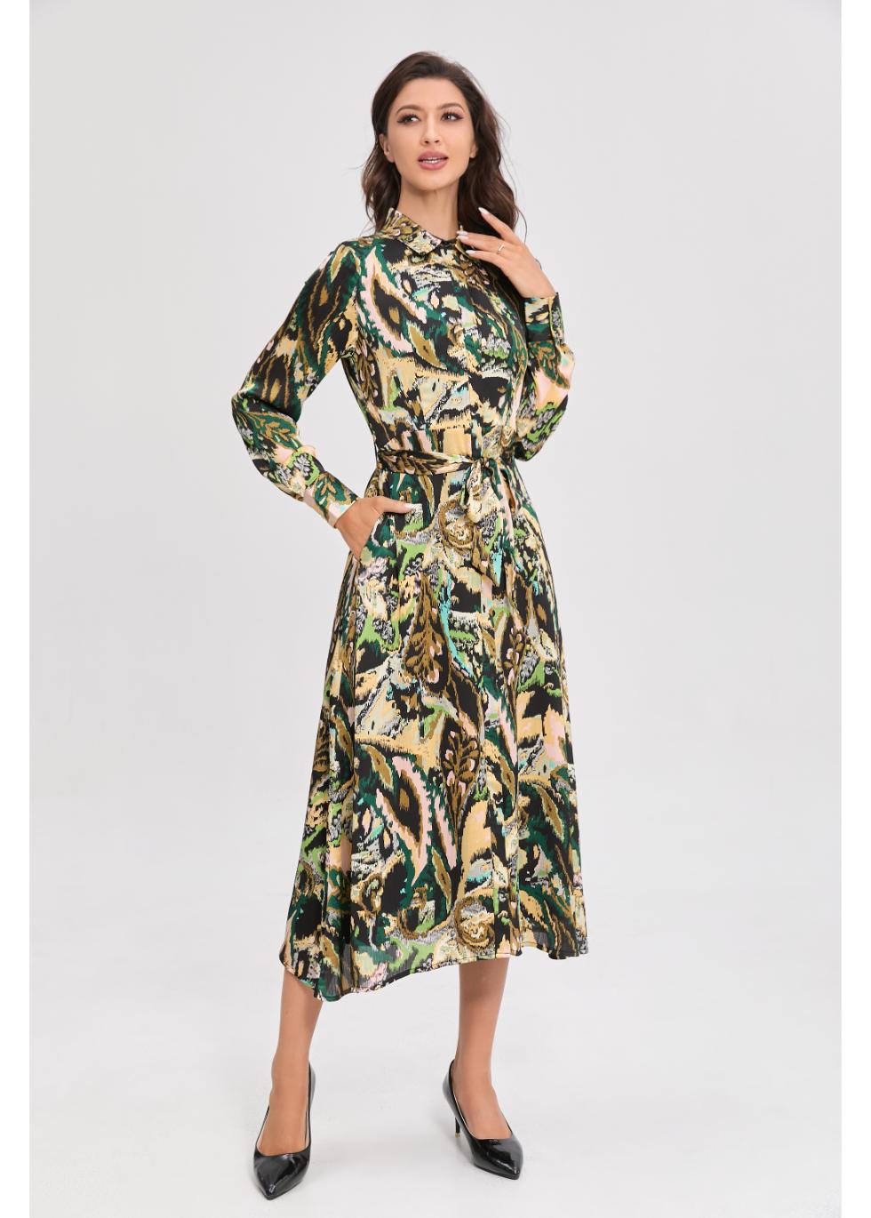 Emerald Mirage Midi Dress