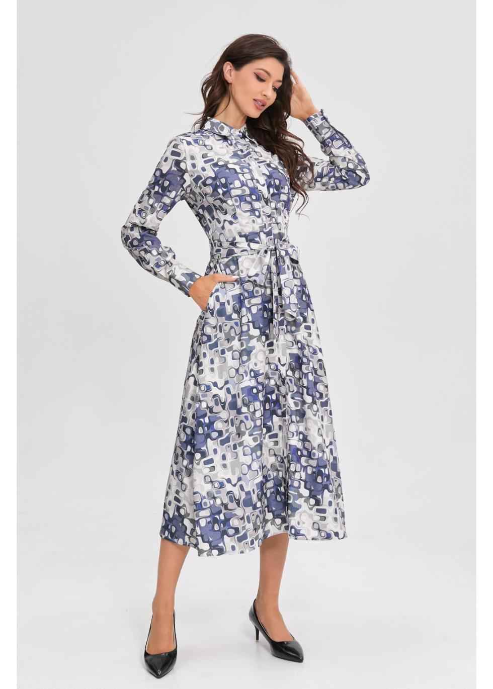 Azure Mosaic Midi Dress