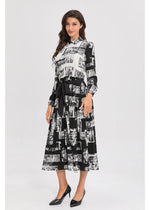 Noir Print Midi Dress